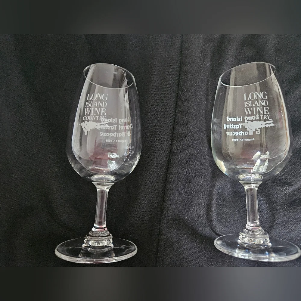 VTG 1991 Long Island Barrel Tasting & BBQ Wine Glasses x 2